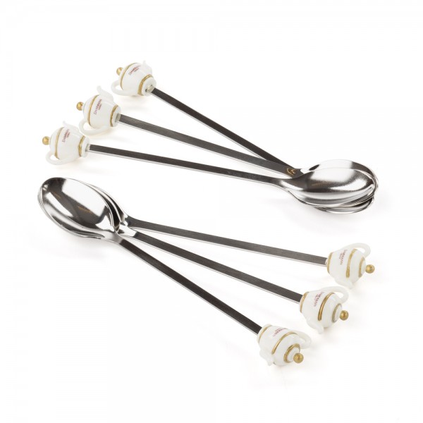 Set of 6 stainless steel teaspoons. Set of 6 stainless steel teaspoons.