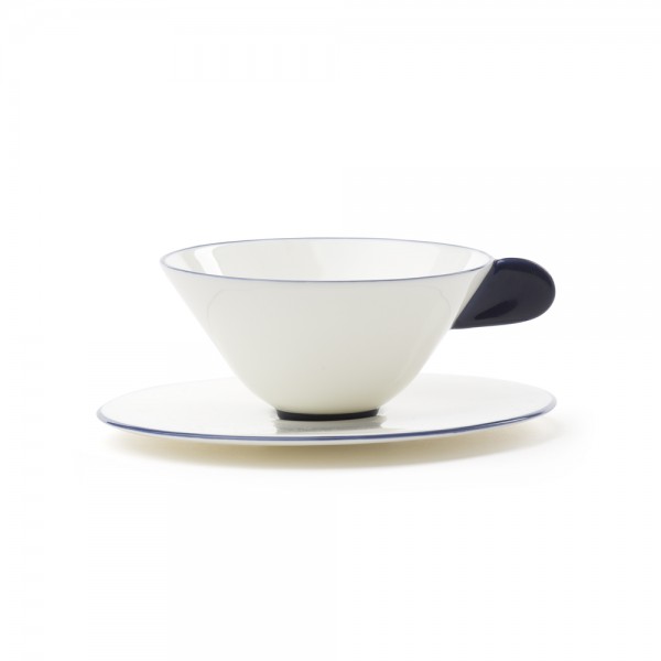 Tasse et sous-tasse liseré bleu ''Five O'Clock'' Tasse et sous-tasse liseré bleu ''Five O'Clock''