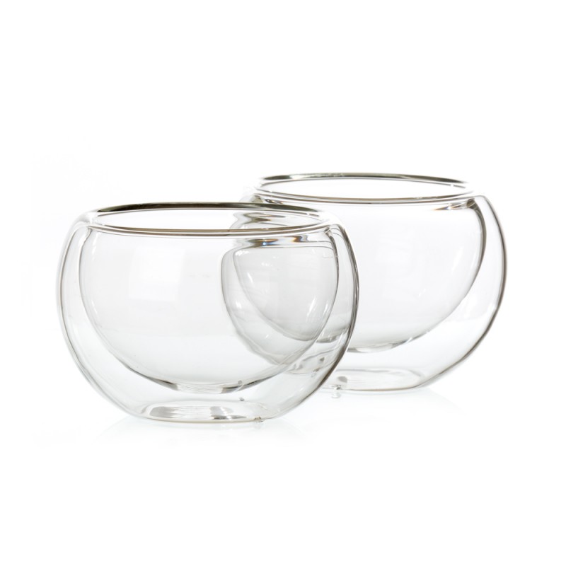 Bulles', set of 2 double wall glass tea bowls 12,5 cl