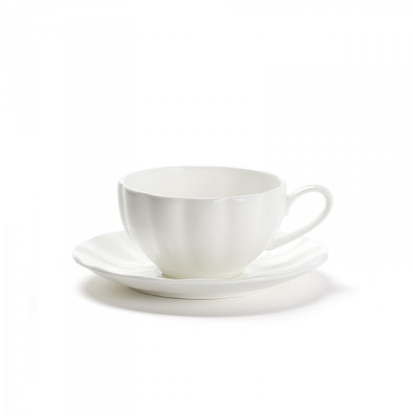 CHÂTELET - Set 2 tasses & sous-tasses - porcelaine blanche