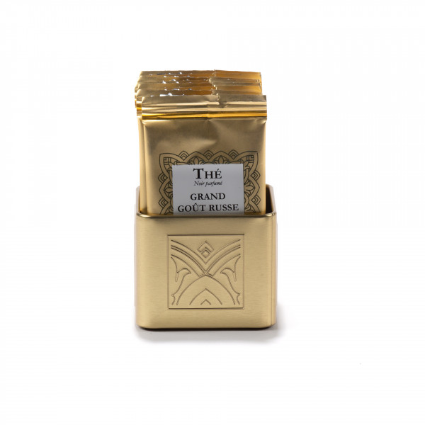 Tea bag tray, golden finish metal