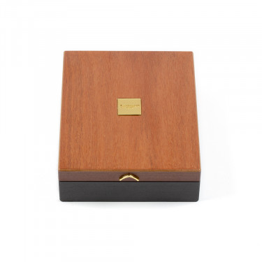"BIENVENUE" gift set - wooden chest fitted with 6 compartments (empty) - MAHOGANY & BLACK