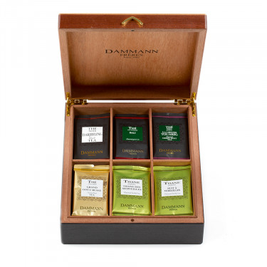 "BIENVENUE" Gift set - Wood chest gathering 42 sachets of 4 teas and 2 infusions