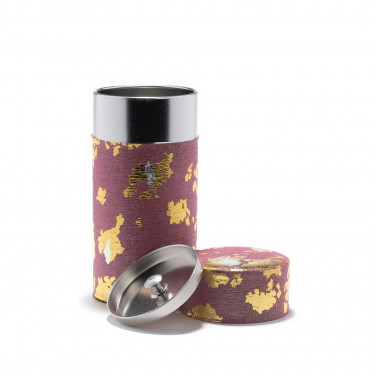 PINKU - boîte à thé papier washi rose et or 150G