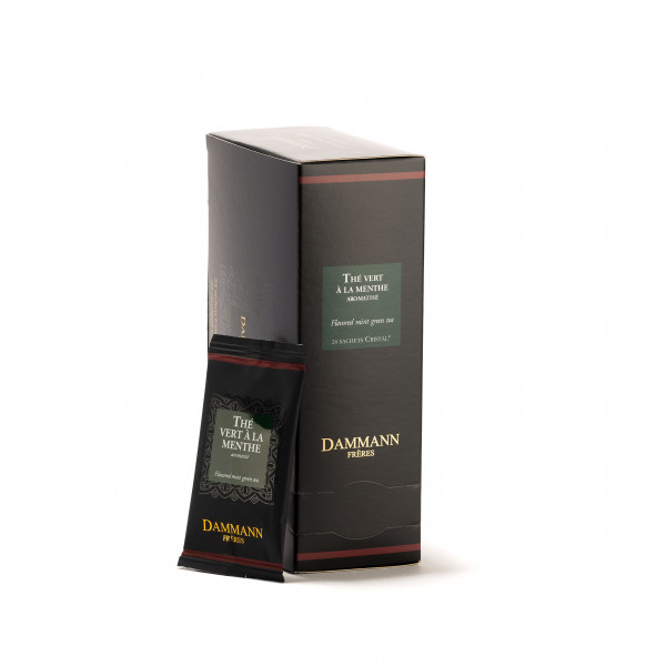Thé vert à la menthe, box of 24 enveloped Cristal® sachets