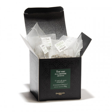 Flavored mint green tea, 25 sachets Cristal®