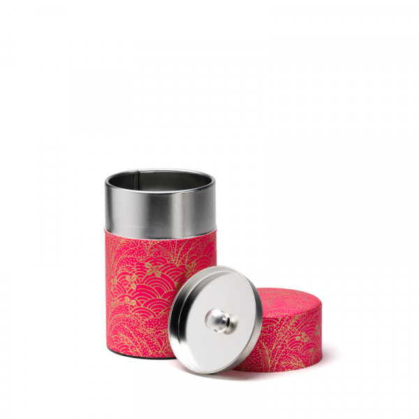SHOJI, pink washi paper tea canister 100g