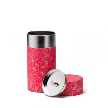 Shoji, pink washi paper tea canister 150g