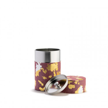 PINKU - boîte à thé papier washi rose et or 100G