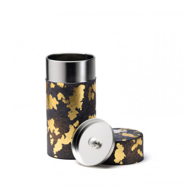 FURERU - grey and gold washi paper tea canister 150g