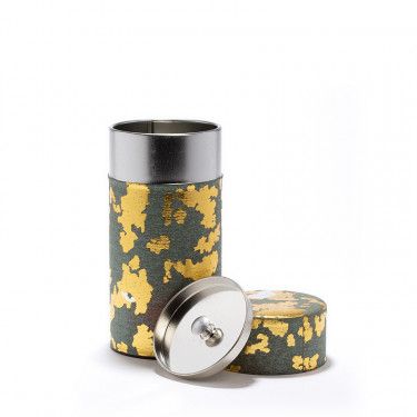 PEPITESU - green and gold washi paper tea canister 150g