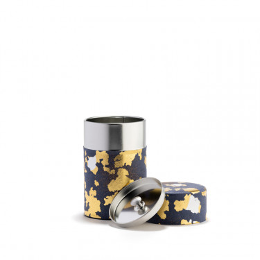 KOMPEKI - boîte à thé papier washi bleu et or 100G