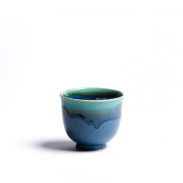 NAMI - bleu and green porcelain tea bowl
