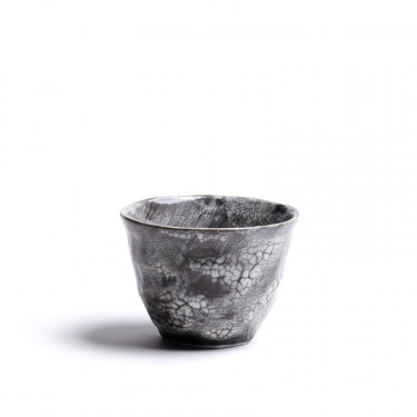 Rivage - Bol à thé gris, porcelaine craquelée
