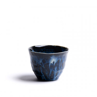 Ciel - Bol à thé bleu, porcelaine craquelée