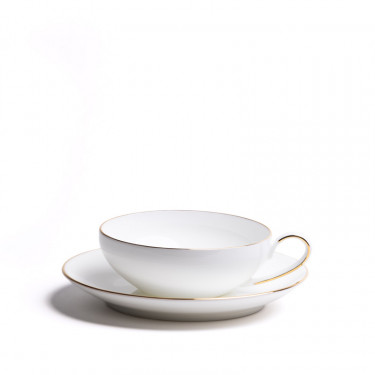 Concorde - set of 2 bone china cups & saucers - golden border