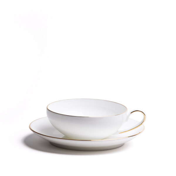 CONCORDE - set of 2 bone china cups & saucers - golden border