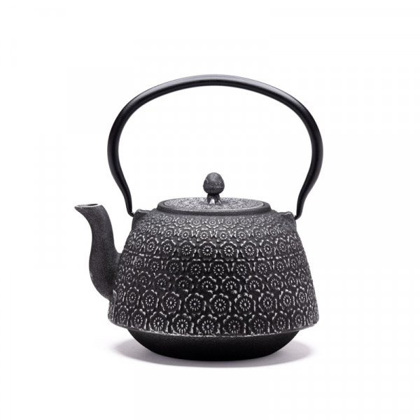 Théière Fonte de Chine - Huashu 1,3 L - noire/argent