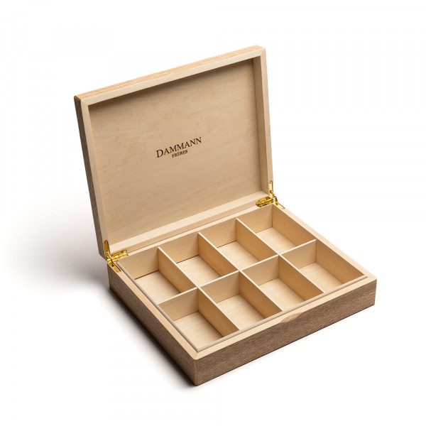 Light wooden chest for 48 tea bags display - empty